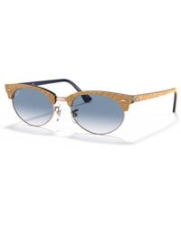 Ray-Ban - Sunglasses Unisex Clubmaster Oval - Wrinkled Beige Frame Blue Lenses 52-19 - Lyst