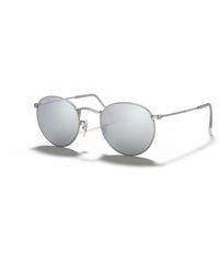 Ray-Ban - Sunglasses Man Round Flash Lenses - Silver Frame Silver Lenses 50-21 - Lyst
