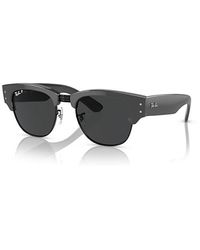 Ray-Ban - Mega Clubmaster Sunglasses Grey Frame Black Lenses Polarized 53-21 - Lyst