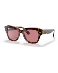 Ray-Ban - Sunglasses Unisex State Street @collection - Havana On Transparent Pink Frame Violet Lenses 49-20 - Lyst