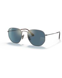 Ray-Ban - Hexagonal Titanium Zonnebrillen Demigloss Gunmetal Montuur Goud Glazen Gepolariseerd 54-21 - Lyst