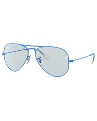 Ray-Ban Aviator Solid Evolve Sunglasses Light Blue Frame Blue Lenses 55-14