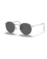 Ray-Ban - Sunglasses Man Round Flash Lenses - Silver Frame Silver Lenses 50-21 - Lyst