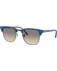 Ray-Ban - Clubmaster Marble Sunglasses Wrinkled Blue Frame Grey Lenses 49-21 - Lyst