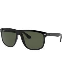 Ray-Ban Rb4147 Boyfriend Square Sunglasses, Black/polarized Green, 60 Mm
