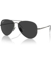 Ray-Ban - Aviator titanium sonnenbrillen fassung schwarz glas polarisiert - Lyst