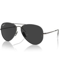 Ray-Ban - Aviator titanium lunettes de soleil monture verres noir polarisé - Lyst