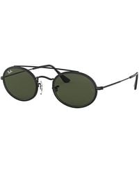 Ray-Ban Oval Double Bridge Sunglasses Black Frame Green Lenses Polarized 52-23 - Multicolour