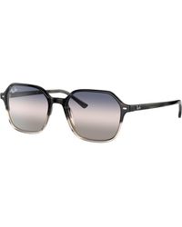 Ray-Ban Vagabond Bi-gradient Sunglasses Light Grey Frame Blue Lenses 58-15  in Grey | Lyst UK