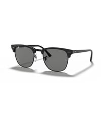 Ray-Ban - Rb3016 Clubmaster Square Sunglasses, Black On Gold/green, 51 Mm - Lyst