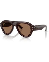 Ray-Ban - Aviator Puffer Sunglasses Frame Brown Lenses - Lyst