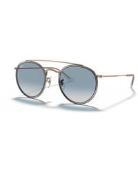 Ray-Ban - Round Double Bridge Sunglasses Bronze-copper Frame Grey Lenses 51-22 - Lyst