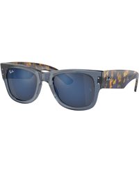 Ray-Ban - Mega Wayfarer Sunglasses Yellow & Blue Havana Frame Blue Lenses 52-21 - Lyst