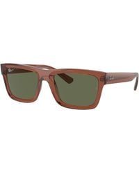 Ray-Ban - Warren Bio-based Sunglasses Transparent Brown Frame Green Lenses Polarized 57-20 - Lyst