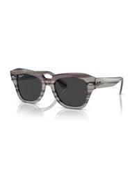 Ray-Ban - Sunglasses Unisex State Street Reloaded - Striped Grey Havana Frame Black Lenses Polarized 49-20 - Lyst
