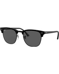 Ray-Ban Clubmaster Marble Sunglasses Wrinkled Black Frame Gray Lenses 55-19