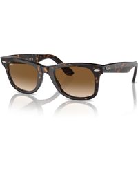 Ray-Ban - Original Wayfarer Classic Zonnebrillen Havana Gestreept Montuur Bruin Glazen 50-22 - Lyst