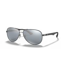 Ray-Ban - Sunglasses Male Carbon Fibre - Silver Frame Silver Lenses 61-13 - Lyst