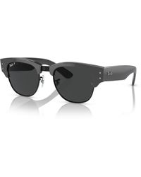 Ray-Ban - Mega Clubmaster Sunglasses Grey Frame Black Lenses Polarized 53-21 - Lyst