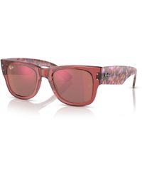 Ray-Ban - Mega Wayfarer Zonnebrillen Striped Pink Havana Montuur Rood Glazen 51-21 - Lyst