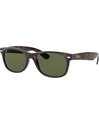 Ray-Ban - Rb2132 New Wayfarer Polarized Sunglasses, Matte Tortoise/polarized Green Gradient, 52 Mm - Lyst