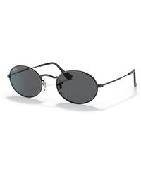 Ray-Ban - Oval Sunglasses Black Frame Grey Lenses 54-21 - Lyst