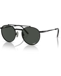 Ray-Ban - Round Ii Titanium Sunglasses Black Frame Grey Lenses Polarized 50-20 - Lyst