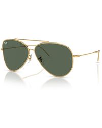 Ray-Ban - Aviator Reverse Sonnenbrillen Gold Fassung Grün Glas 59-11 - Lyst