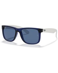 Ray-Ban - Justin Color Mix Sunglasses White Frame Blue Lenses 54-17 - Lyst