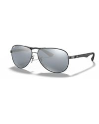 Ray-Ban - Sunglasses Male Carbon Fibre - Silver Frame Silver Lenses 61-13 - Lyst