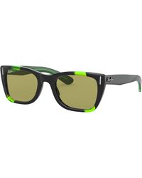 Ray-Ban - Caribbean Green Fluo Sunglasses Black And Green Fluo Frame Green Lenses 52-22 - Lyst