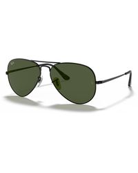 Ray-Ban - Sunglasses Unisex Aviator Metal Ii - Black Frame Green Lenses 58-14 - Lyst