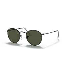 Ray-Ban - Sunglasses Man Round Metal Legend Gold - Shiny Black Frame Green Lenses 53-21 - Lyst