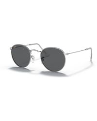 Ray-Ban - Sunglasses Man Round Flash Lenses - Silver Frame Silver Lenses 50-21 - Lyst
