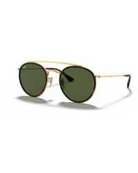 Ray-Ban - Round Double Bridge Sunglasses Frame Blue Lenses - Lyst
