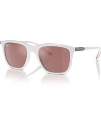 Ray-Ban - Scuderia ferrari leclerc special edition 2024 lunettes de soleil monture verres argent polarisé - Lyst