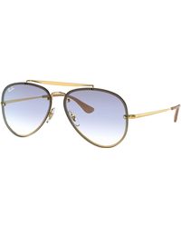 Ray-Ban - Sunglasses Unisex Blaze Aviator - Gold Frame Blue Lenses 58-13 - Lyst