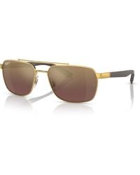 Ray-Ban - Sunglasses Man Rb3701 - Brown Frame Gold Lenses Polarized 59-17 - Lyst