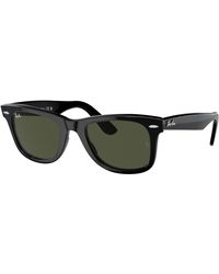 Ray-Ban - Rb2140f Original Wayfarer Asian Fit Sunglasses, Black/green, 52 Mm - Lyst