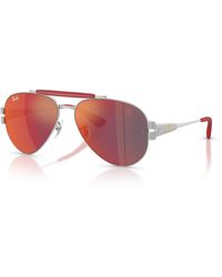 Ray-Ban - Rb3762m Scuderia Ferrari Collection Sunglasses Matte Silver/silver Frame Grey Lenses - Lyst