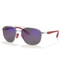Ray-Ban - RB3659M SCUDERIA FERRARI COLLECTION Gafas de sol Plateado Montura Azul Lentes polarizados 57-17 - Lyst