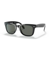 Ray-Ban - Sunglasses Wayfarer Folding Classic - Black Frame Green Lenses 50-22 - Lyst