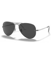 Ray-Ban - Aviator Metal II Sonnenbrillen Gunmetal Fassung Blau Glas Polarisiert 62-14 - Lyst