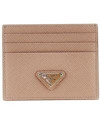 Prada - Saffiano Leather Cardholder With Logo - Lyst