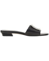 Roger Vivier - Viv'Choc Buckle Nappa Leather Slides - Lyst