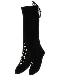 Prada - Embroidered Roses Over-The-Knee Socks - Lyst