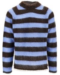 Emporio Armani - Kniited Sweater With Striped Motif - Lyst