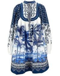 FARM Rio - Palms Print Linen Blend Mini Dress - Lyst