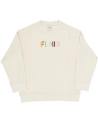 Fendi - Multicoloured Logo Embroidery Sweatshirt Kids 12 - Lyst