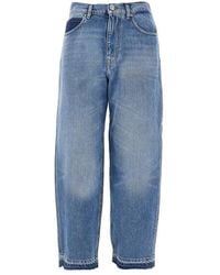 Pinko - Balloon Fit Jeans With Frayed Hem - Lyst
